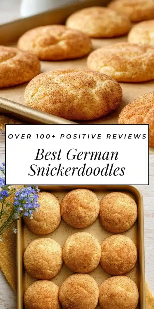 Deliciously baked German Snickerdoodles cookies on a wooden table