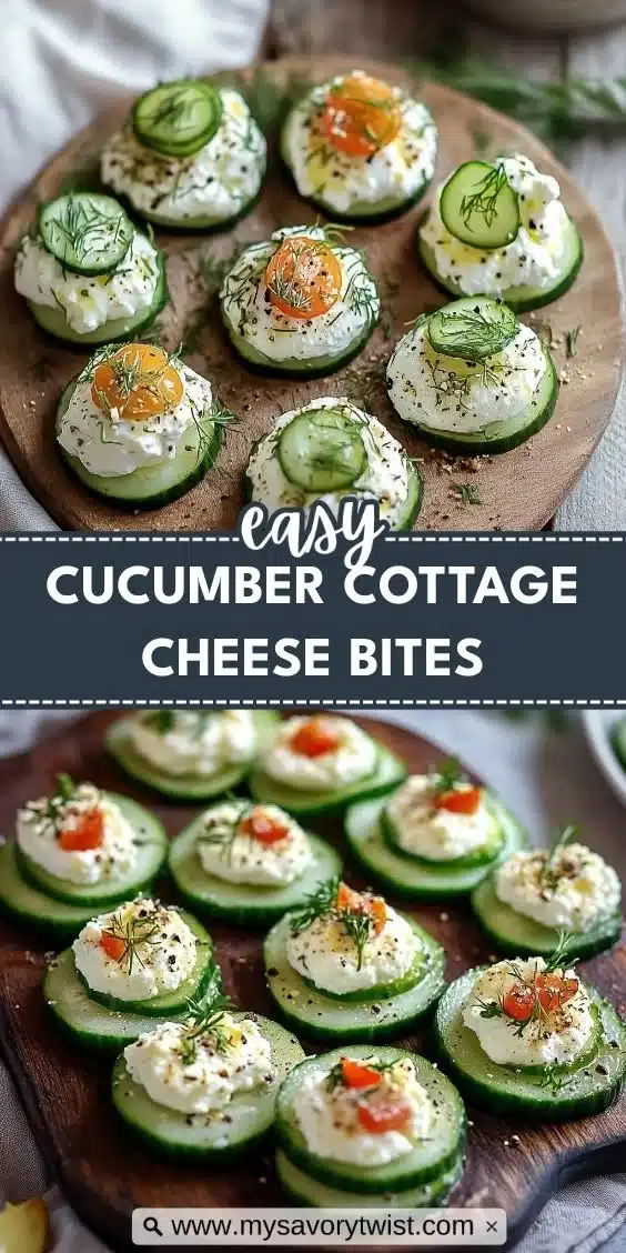 Healthy Cucumber Cottage Cheese Bites recipe, a refreshing snack option.
