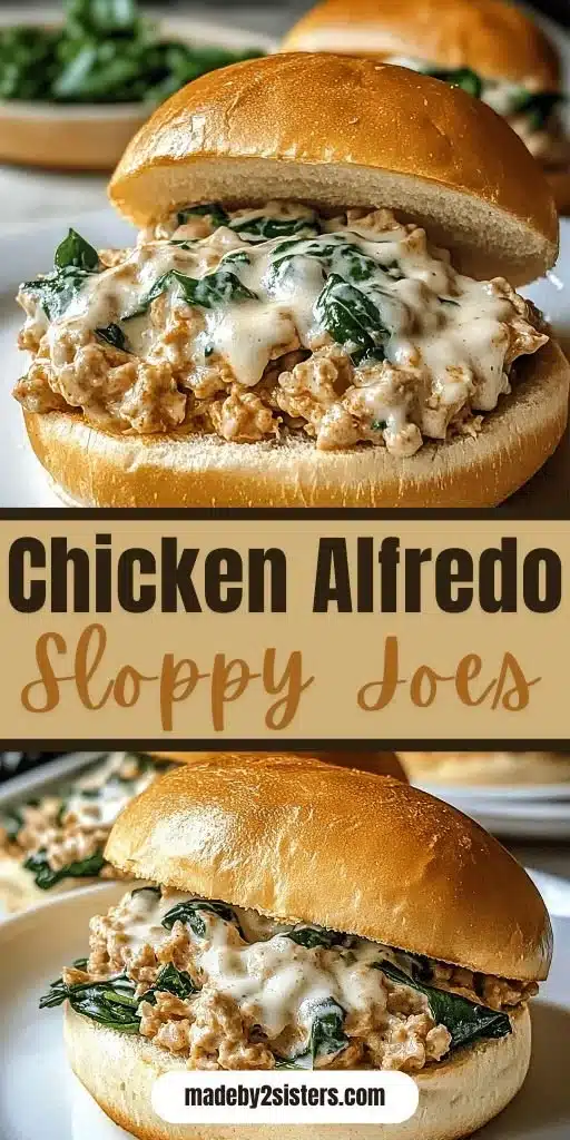Easy Chicken Alfredo Sloppy Joes with creamy sauce and chopped chicken