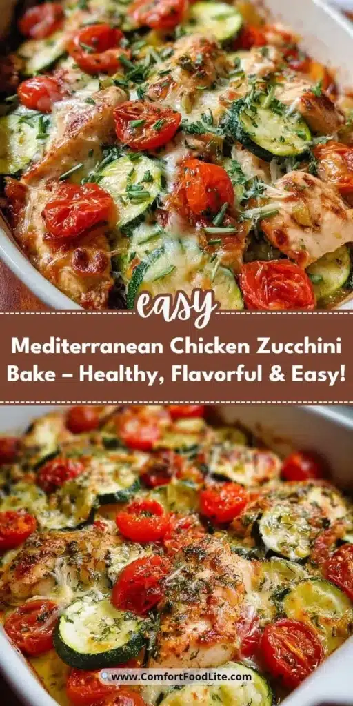 Mediterranean Chicken Zucchini Bake with colorful vegetables and herbs