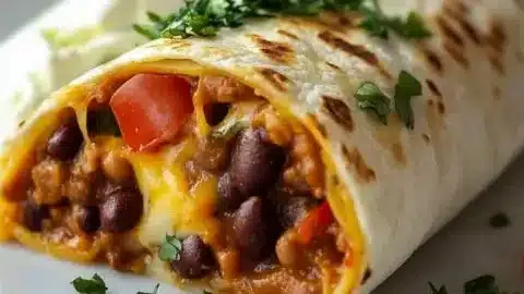 Savory vegetarian bean and cheese burritos served on a plate.
