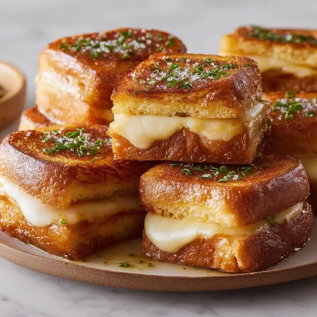Mini grilled cheese Hawaiian rolls with melted cheese on a plate