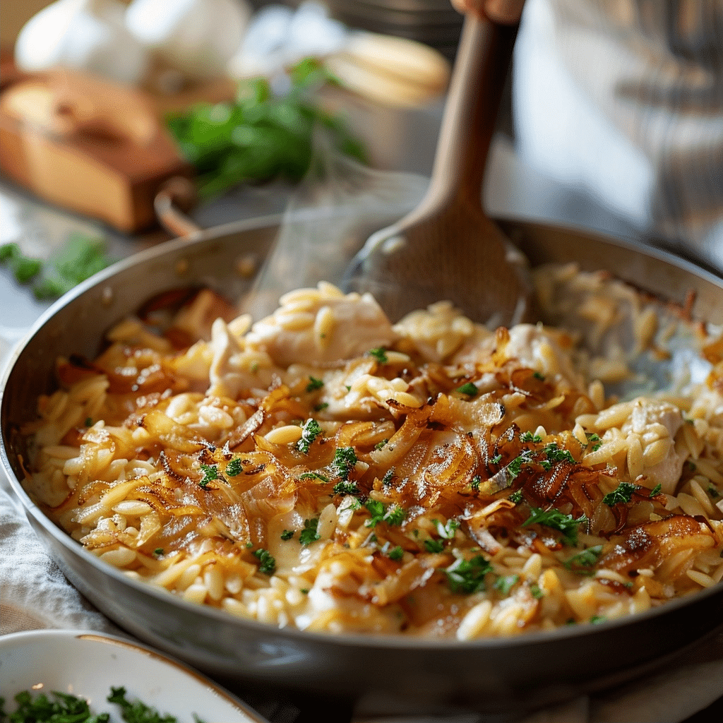 French Onion Chicken Orzo Casserole that Melts in Your Mouth 2 image 1779312945818