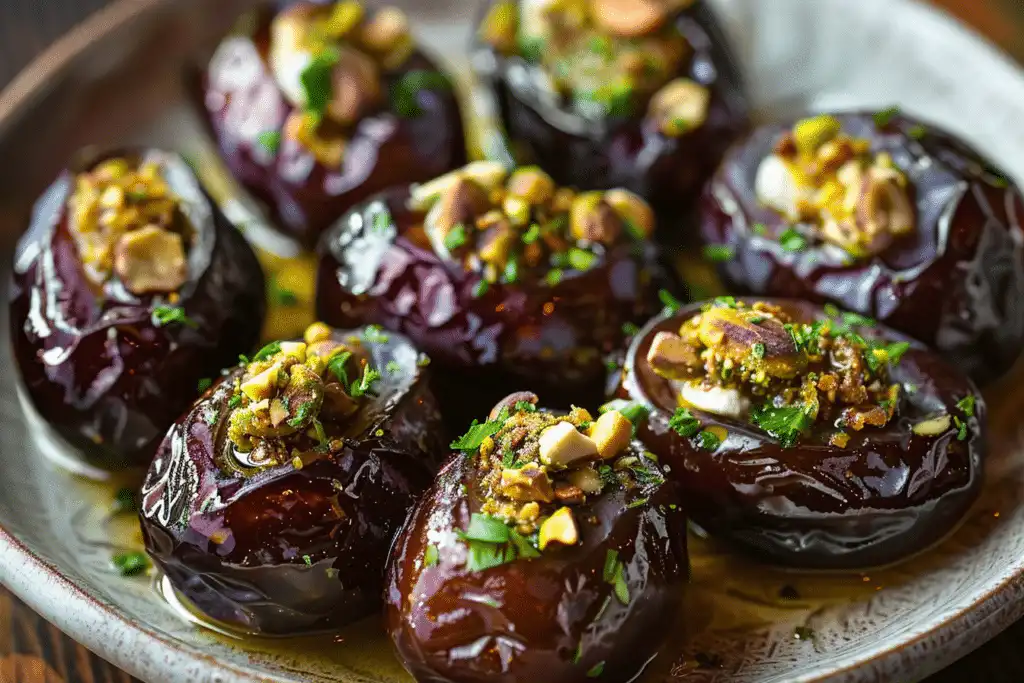Honey Pistachio Ricotta Stuffed Dates for Parties