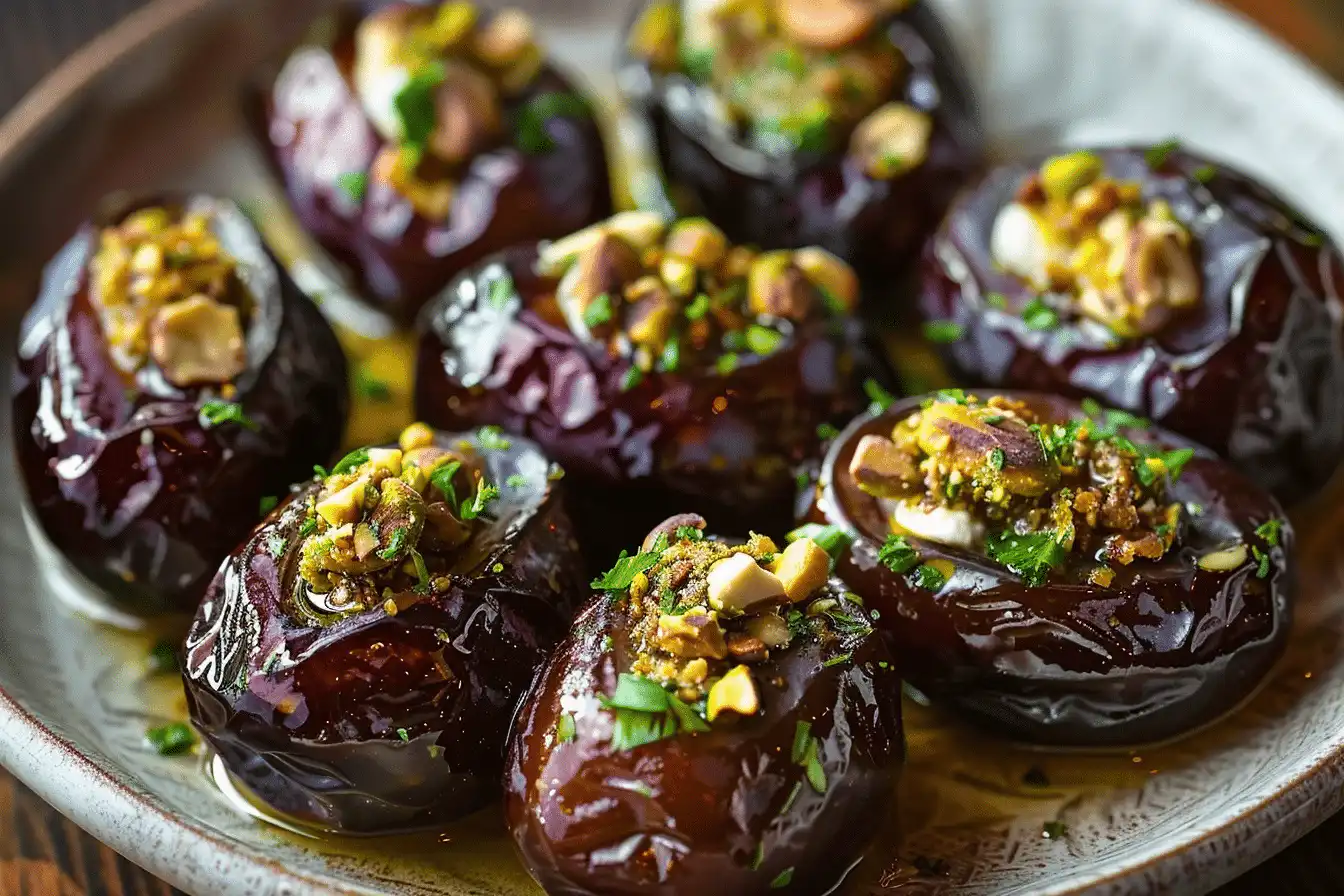 Honey Pistachio Ricotta Stuffed Dates for Parties