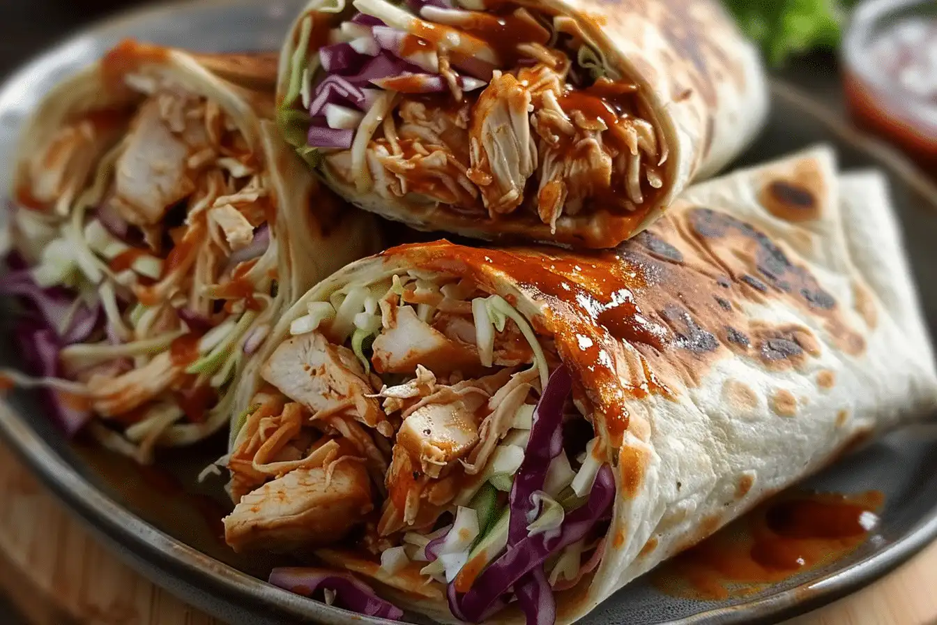 BBQ Chicken Coleslaw Wraps | Easy Smoky Crunchy Wrap Recipe
