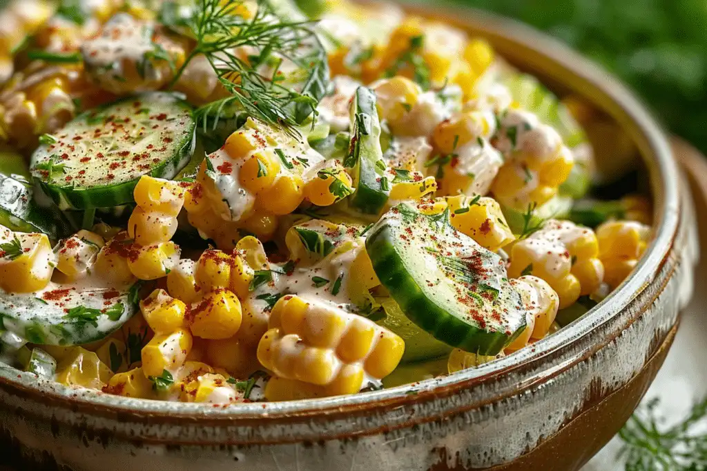 Easy Street Corn Cucumber Salad | Fresh Creamy BBQ Side Dish