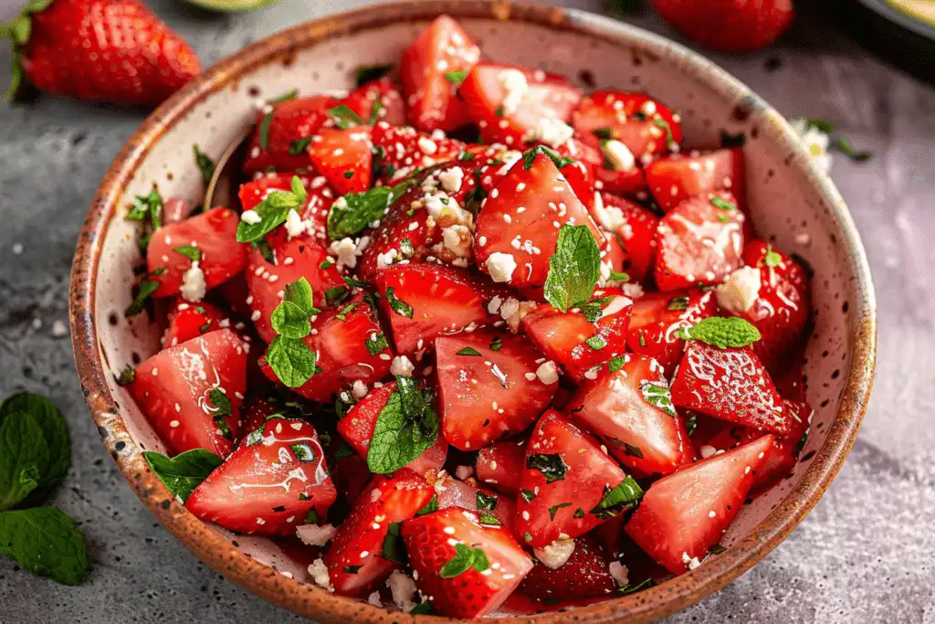 Strawberry Watermelon Salad with Honey Lime Vinaigrette