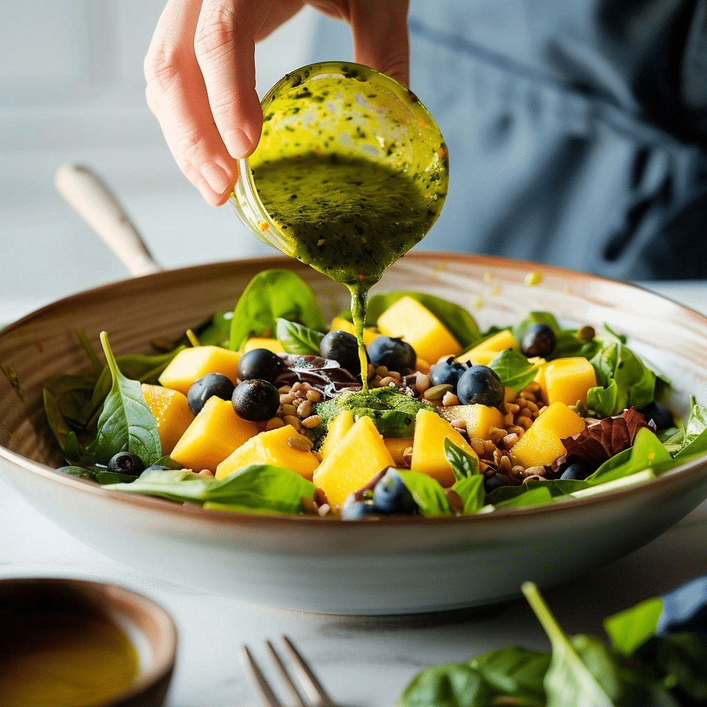 Blueberry and Mango Spinach Salad with Basil Vinaigrette 2 image 1780162945200