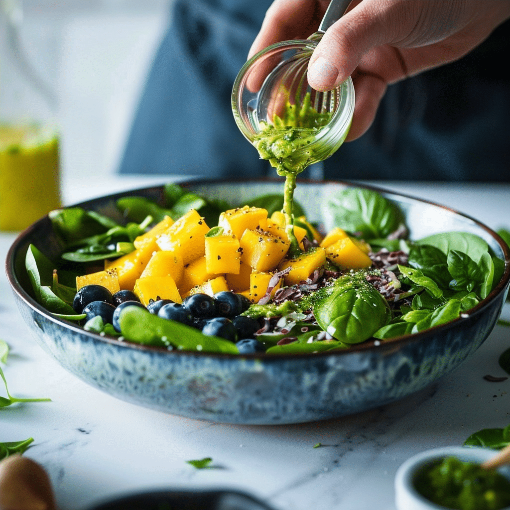 Blueberry and Mango Spinach Salad with Basil Vinaigrette 3 image 1780162953811