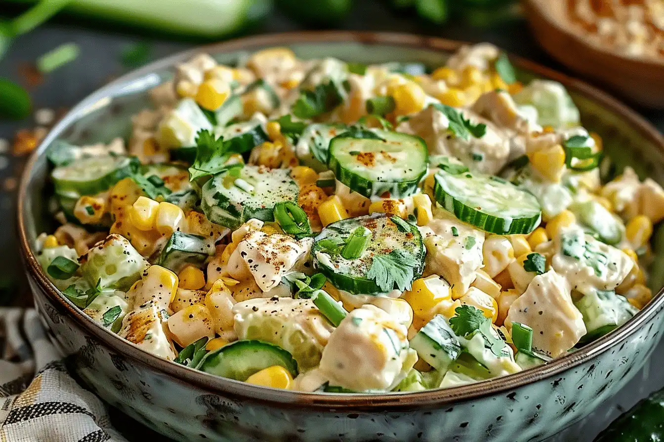 Street Corn Creamy Cucumber Chicken Salad for Picnics 1 Street Corn Creamy Cucumber Chicken Salad for Picnics