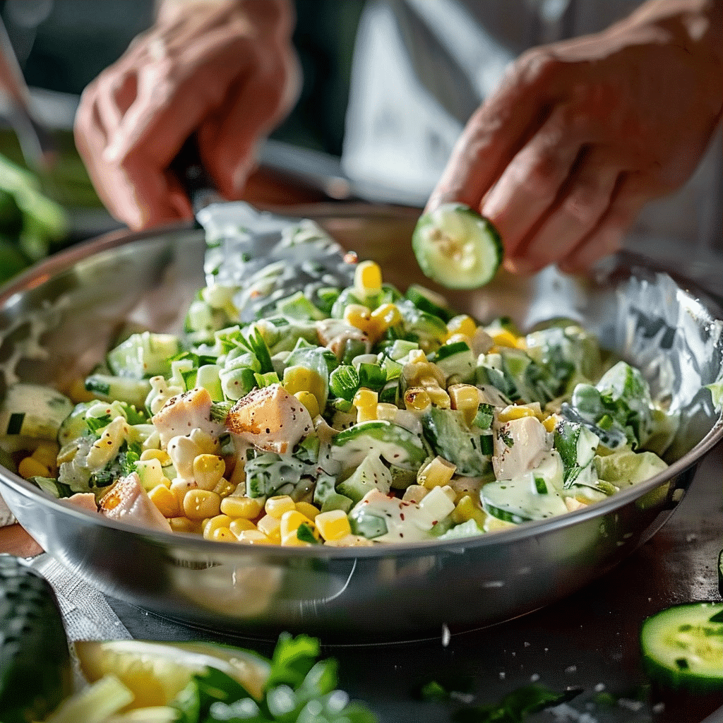 Street Corn Creamy Cucumber Chicken Salad for Picnics 2 image 1780226266600
