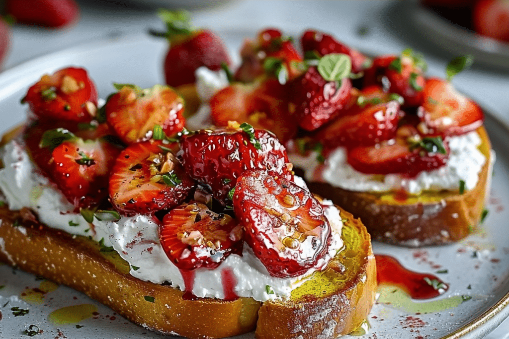 Roasted Strawberry Whipped Ricotta Toast for Spring Brunch