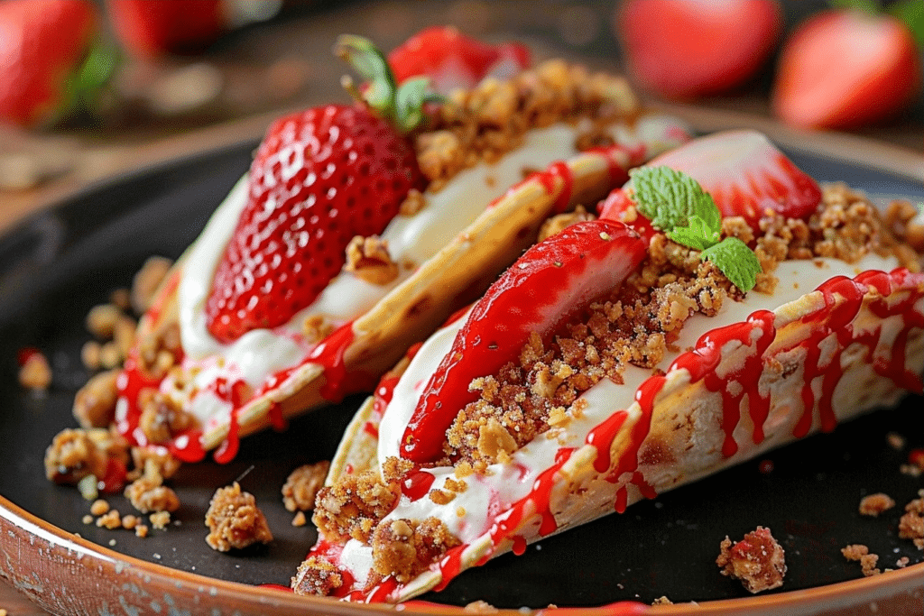 Strawberry Crunch Cheesecake Tacos
